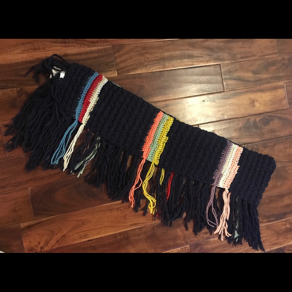 NWT Free People Rugby Rainbow Fringed Scarf - Picture 3 of 8